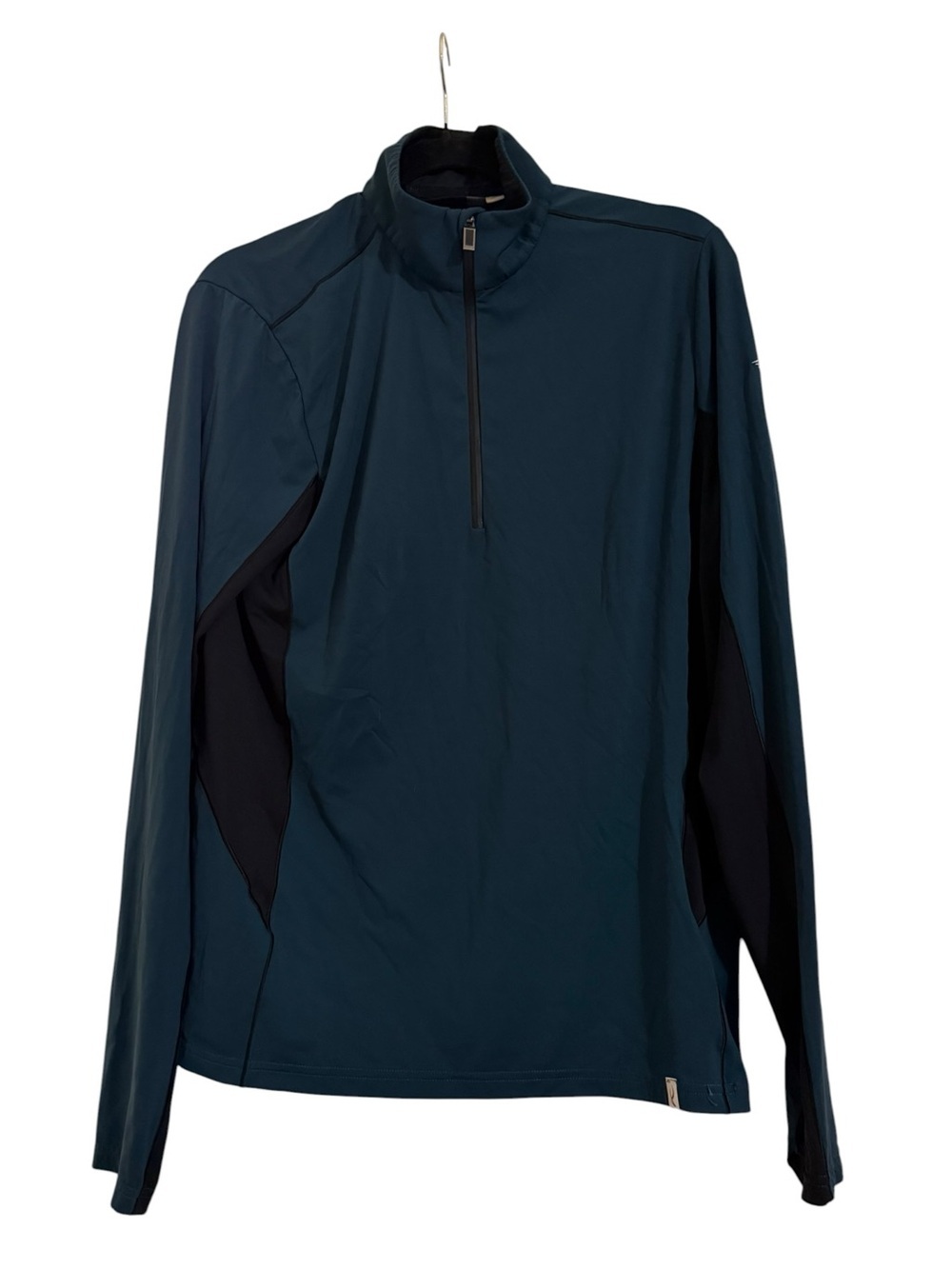 KJUS Men’s Quarter Zip Performance Pullover Teal Black Size 50 Medium UPF 50+